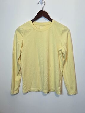 L.L. Bean Yellow Crew Neck Long Sleeve Cotton Top Grandmacore Gorpcore Size XS